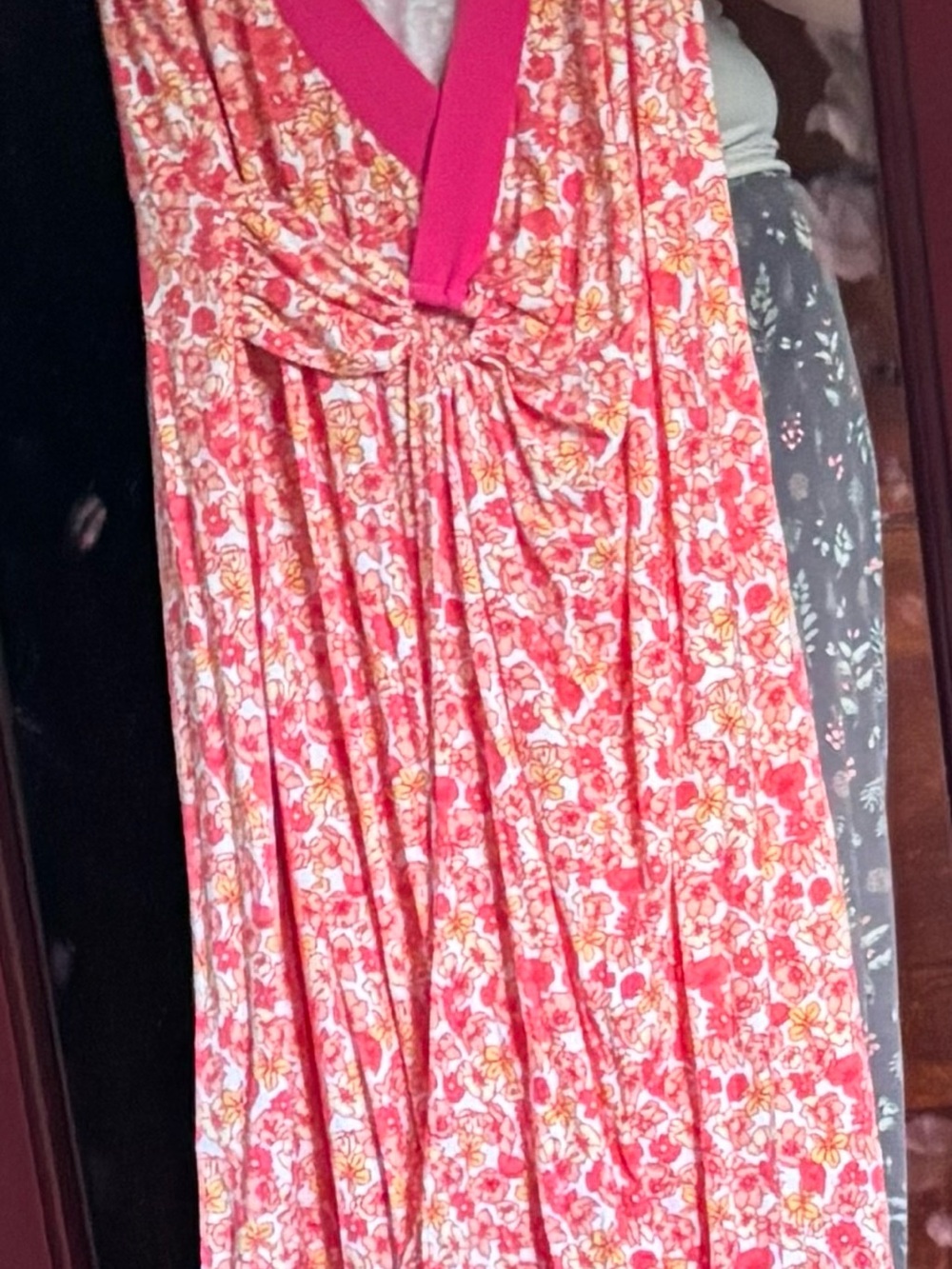 Lands' End Maxi Floral Wrap Dress in Pink, Coral and Yellow - Picture 3 of 4